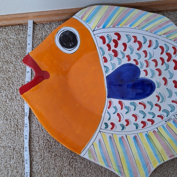 Nino Parrucca Large Hand Painted Fish Shaped Platter 19x14 - Picture 6 of 8